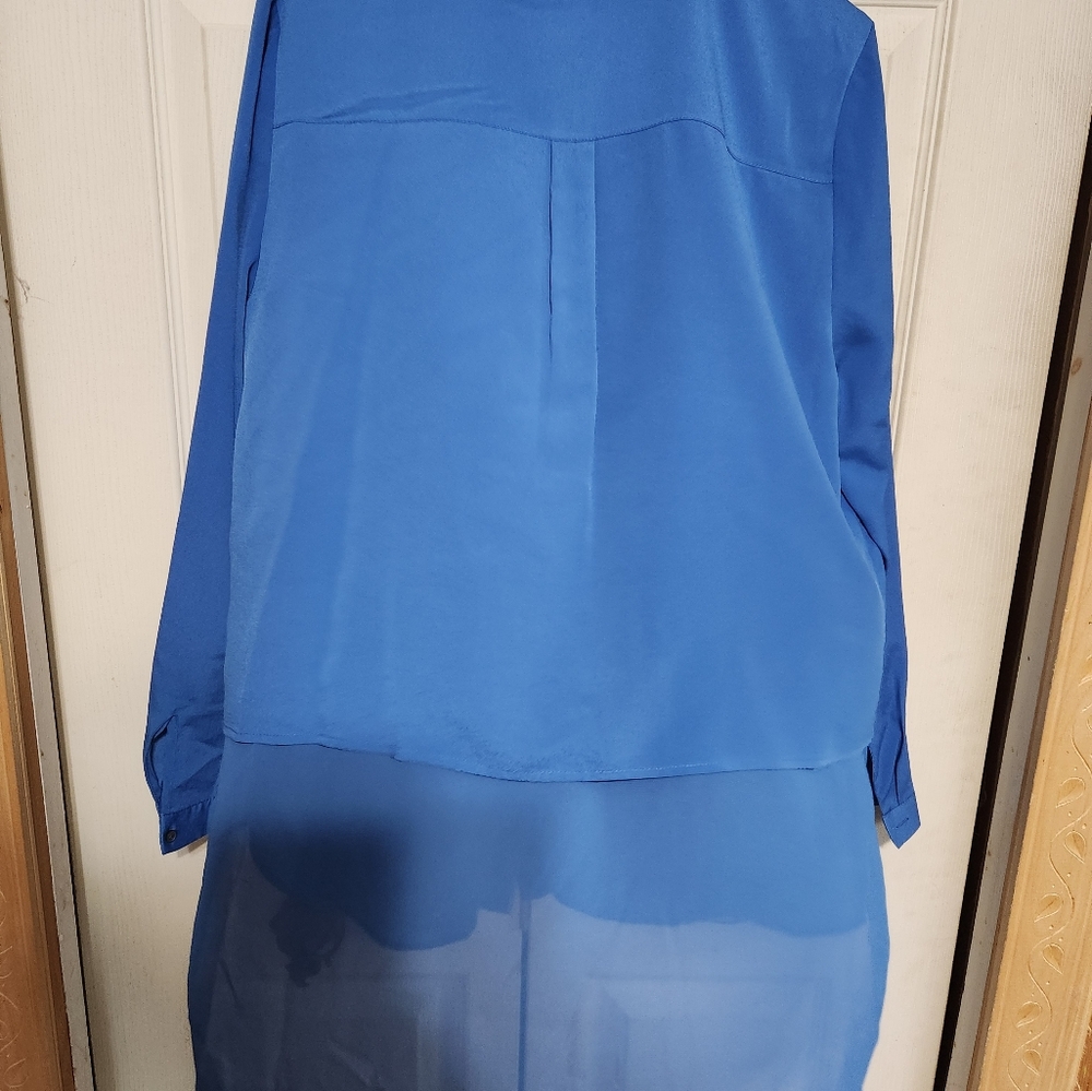 Vibrant Blue Button-Up Blouse - Picture 11 of 11